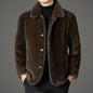 Men's Winter Middle-aged Lapel Golden Mink Leather Wool Coat