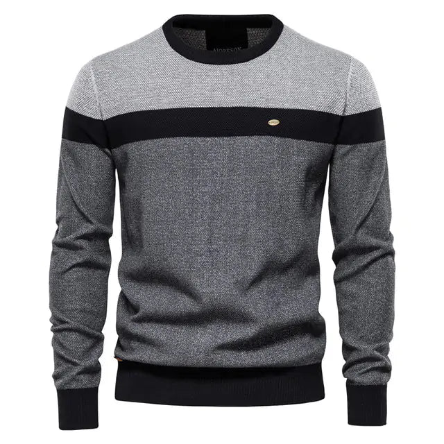 AIOPESON Spliced Cotton Men's Sweater