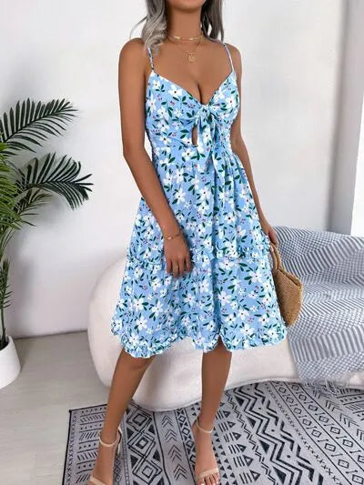 Printed Plunge Cup Sleeve Cami Dress