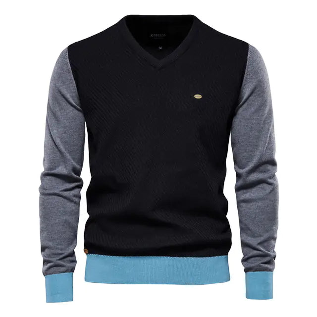 AIOPESON Spliced Cotton Men's Sweater