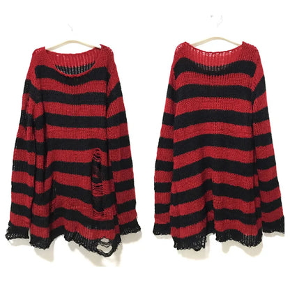 Punk Gothic Long Striped Cool Sweater/Jumper