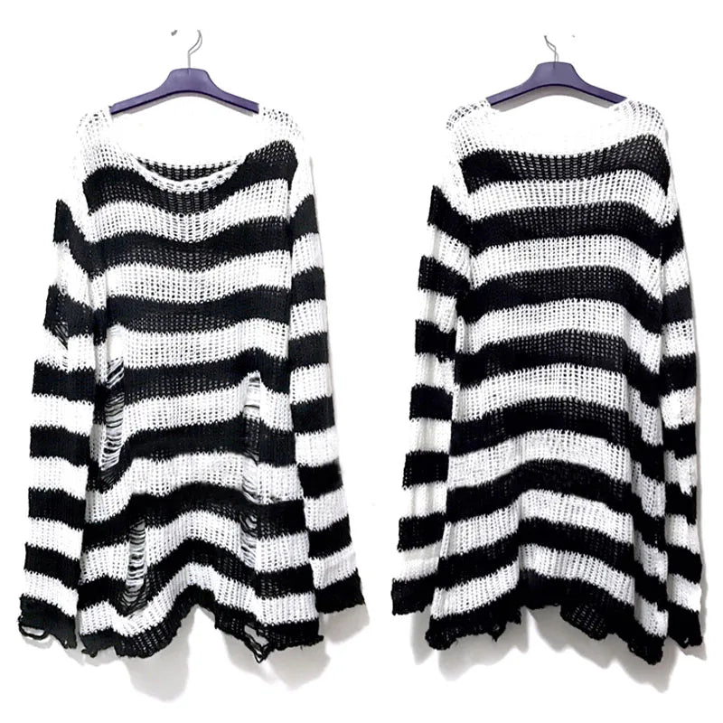 Punk Gothic Long Striped Cool Sweater/Jumper