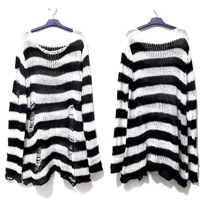 Punk Gothic Long Striped Cool Sweater/Jumper