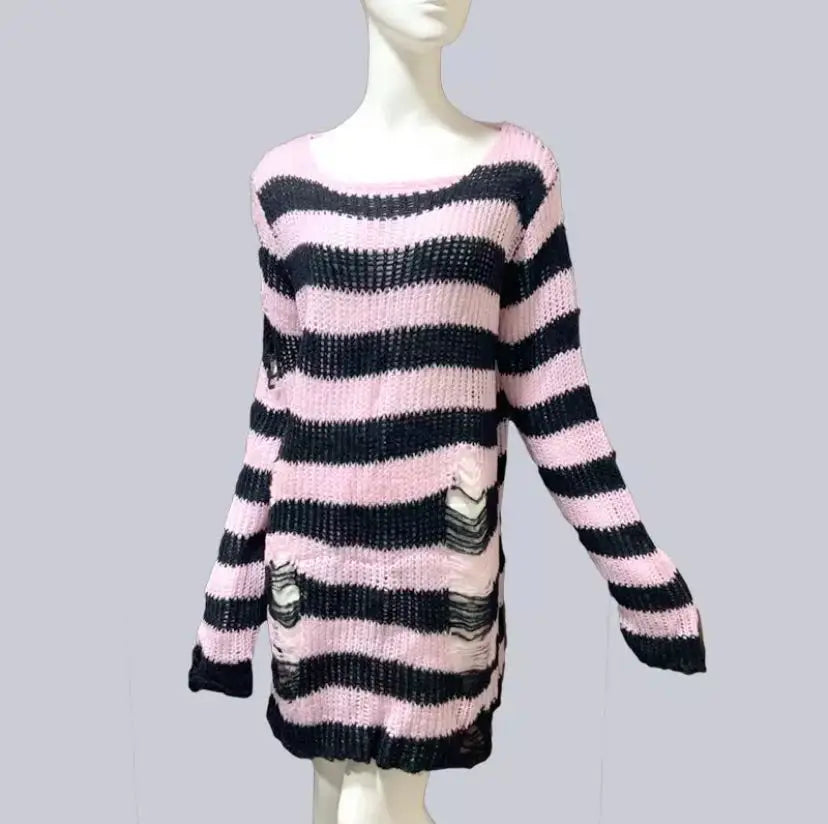 Punk Gothic Long Striped Cool Sweater/Jumper