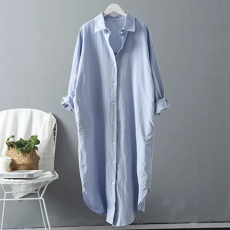 Woman's Long Section Blouse Shirt/Dress