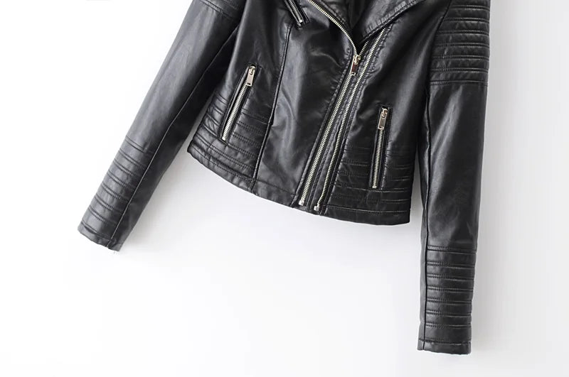 New Fashion Women Motorcycle Faux Leather Jackets