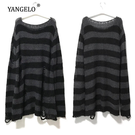 Punk Gothic Long Striped Cool Sweater/Jumper