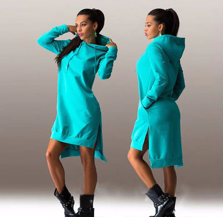 The Irregular Hooded Long Sleeve Dress Sweatshirt