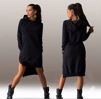 The Irregular Hooded Long Sleeve Dress Sweatshirt