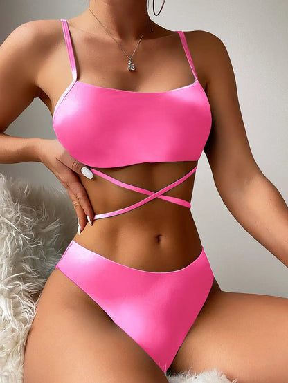 3-Piece Ombre Lace Up Bikini 2024 Swimsuit & Beachwear II