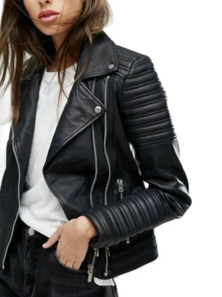 New Fashion Women Motorcycle Faux Leather Jackets