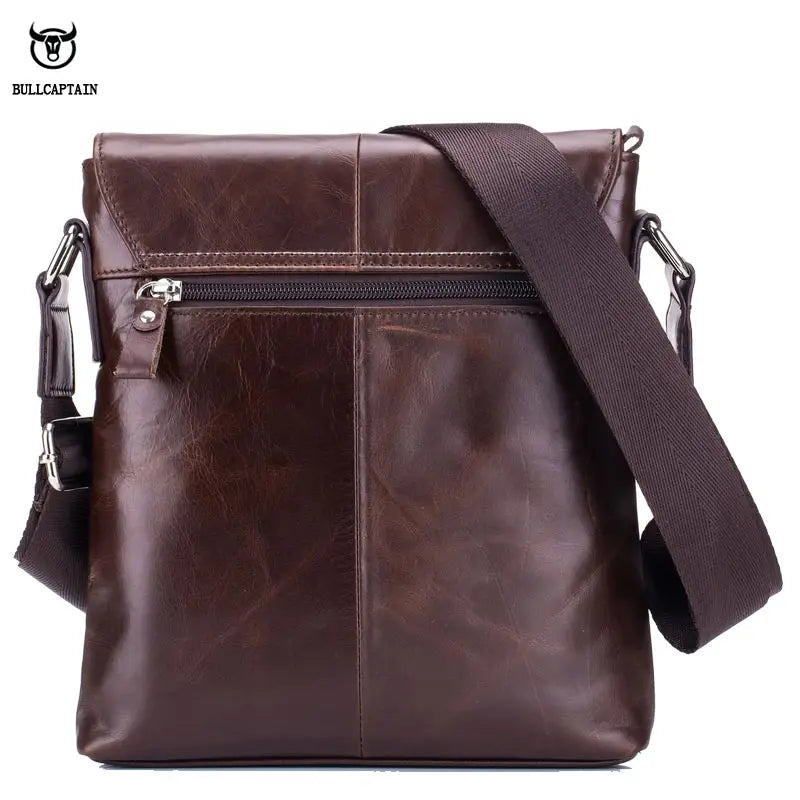 BULLCAPTAIN Men's Leather Messenger Shoulder Bag