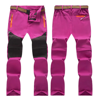 Children Summer Hiking Travel Pants Outing Patchwork Kids Boys Girls Belt Sport Quick Dry Prevent UV Camping Trousers