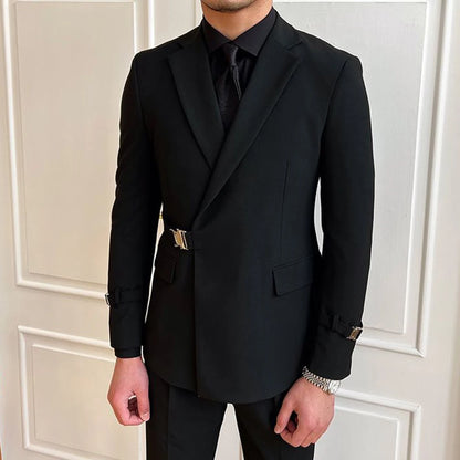 British Style Black Suit Jacket For Men