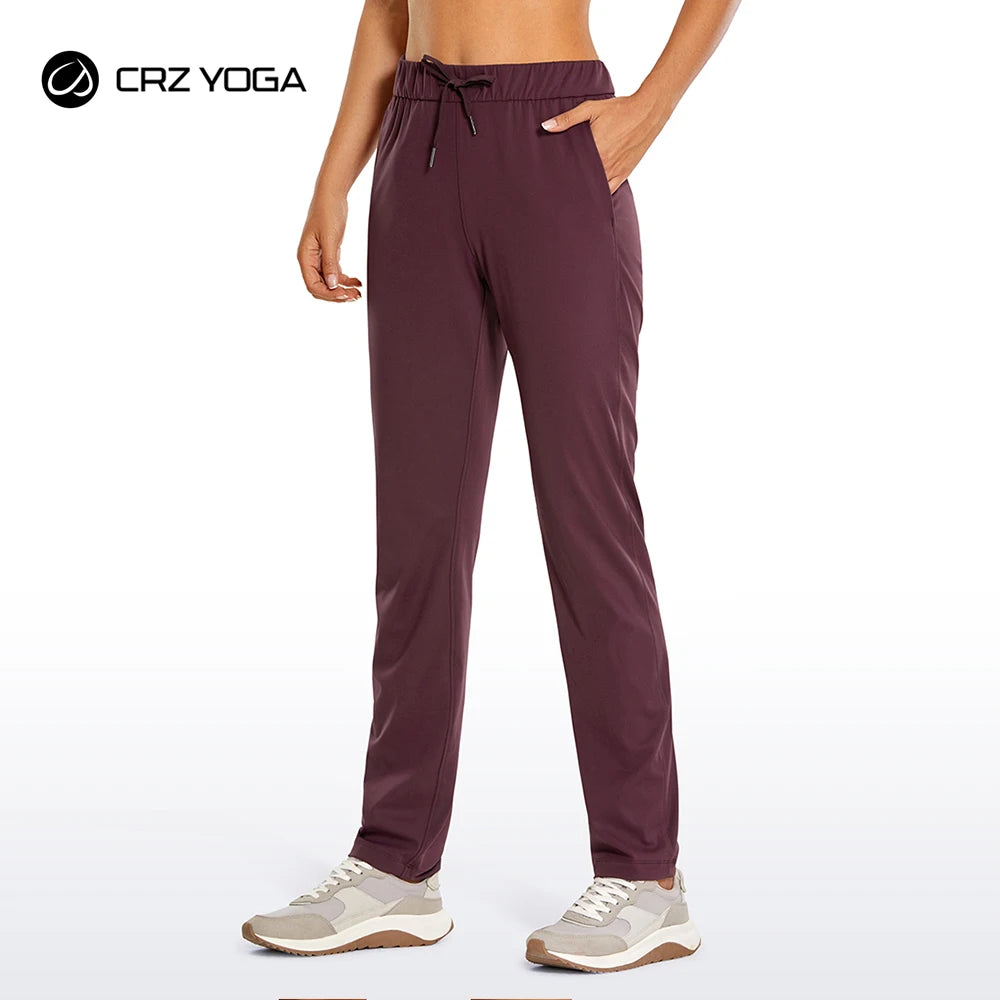 CRZ YOGA 4-Way Stretch Golf Pants for Women Tall 31", Travel Casual Sweatpants Lounge Workout Athletic Trousers with Pockets