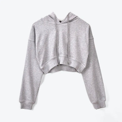 Crop Top mit Kapuze für Damen, Sweatshirt, langärmelig, zum Schnüren