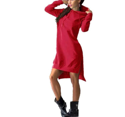 The Irregular Hooded Long Sleeve Dress Sweatshirt