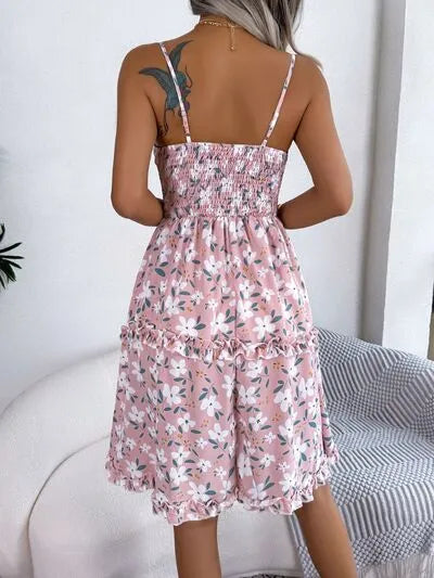 Printed Plunge Cup Sleeve Cami Dress