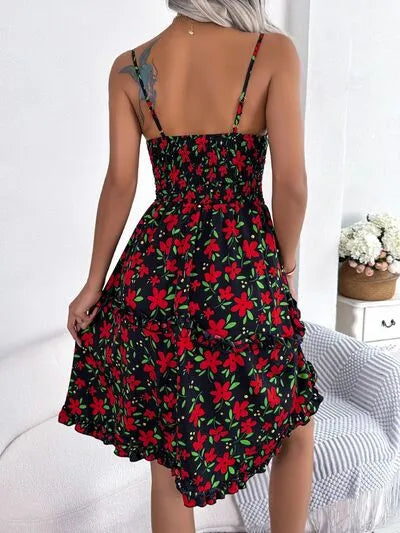 Printed Plunge Cup Sleeve Cami Dress