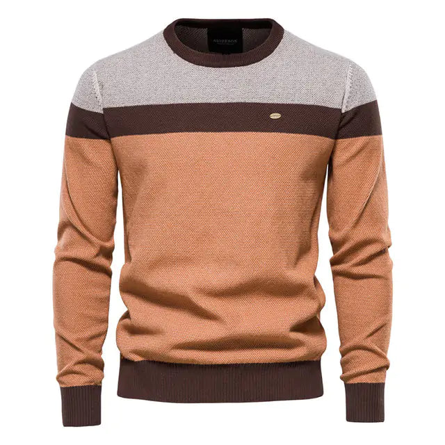 AIOPESON Spliced Cotton Men's Sweater