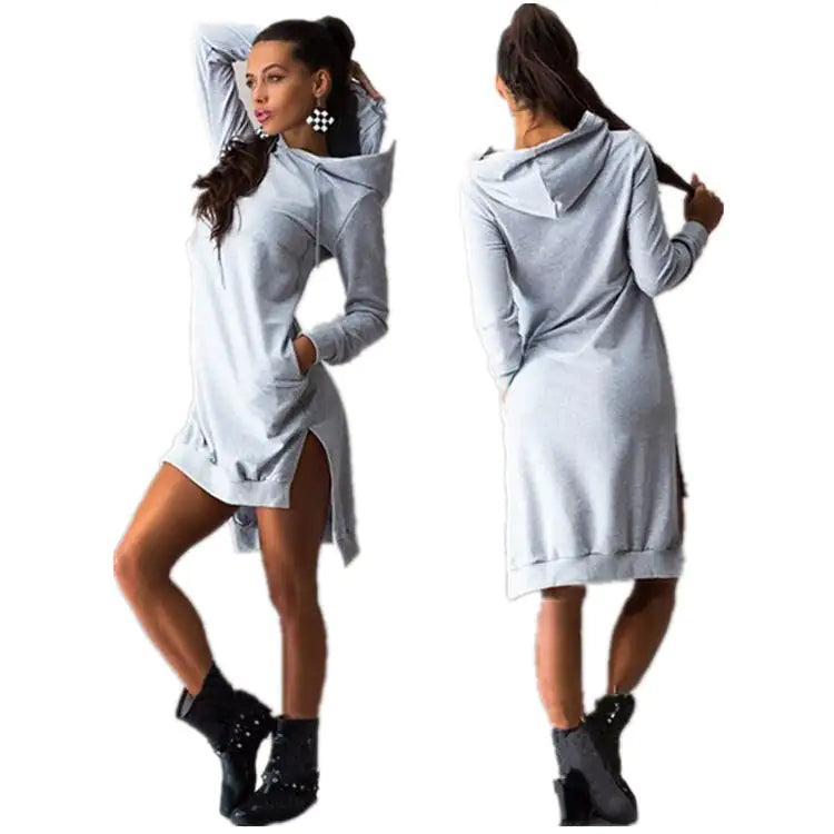 The Irregular Hooded Long Sleeve Dress Sweatshirt