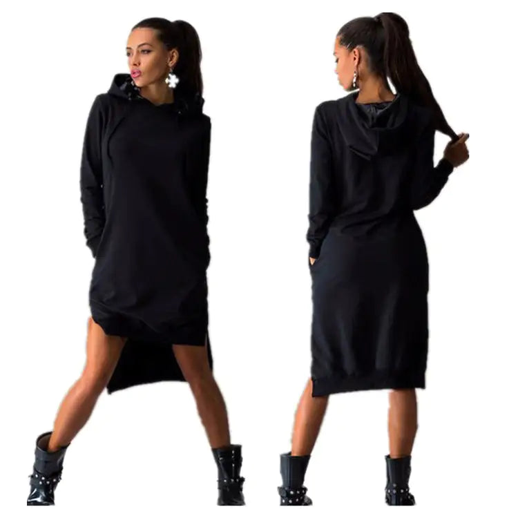 The Irregular Hooded Long Sleeve Dress Sweatshirt