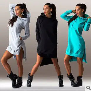 The Irregular Hooded Long Sleeve Dress Sweatshirt