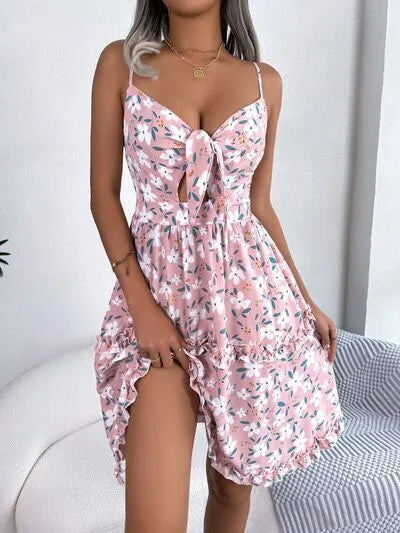 Printed Plunge Cup Sleeve Cami Dress