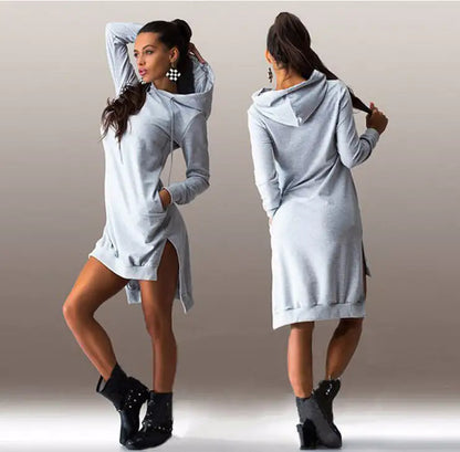 The Irregular Hooded Long Sleeve Dress Sweatshirt