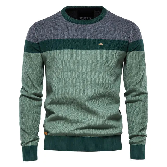 AIOPESON Spliced Cotton Men's Sweater